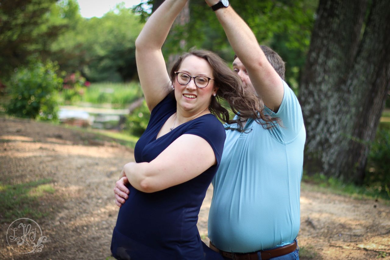Photo of couple mid-twirl
