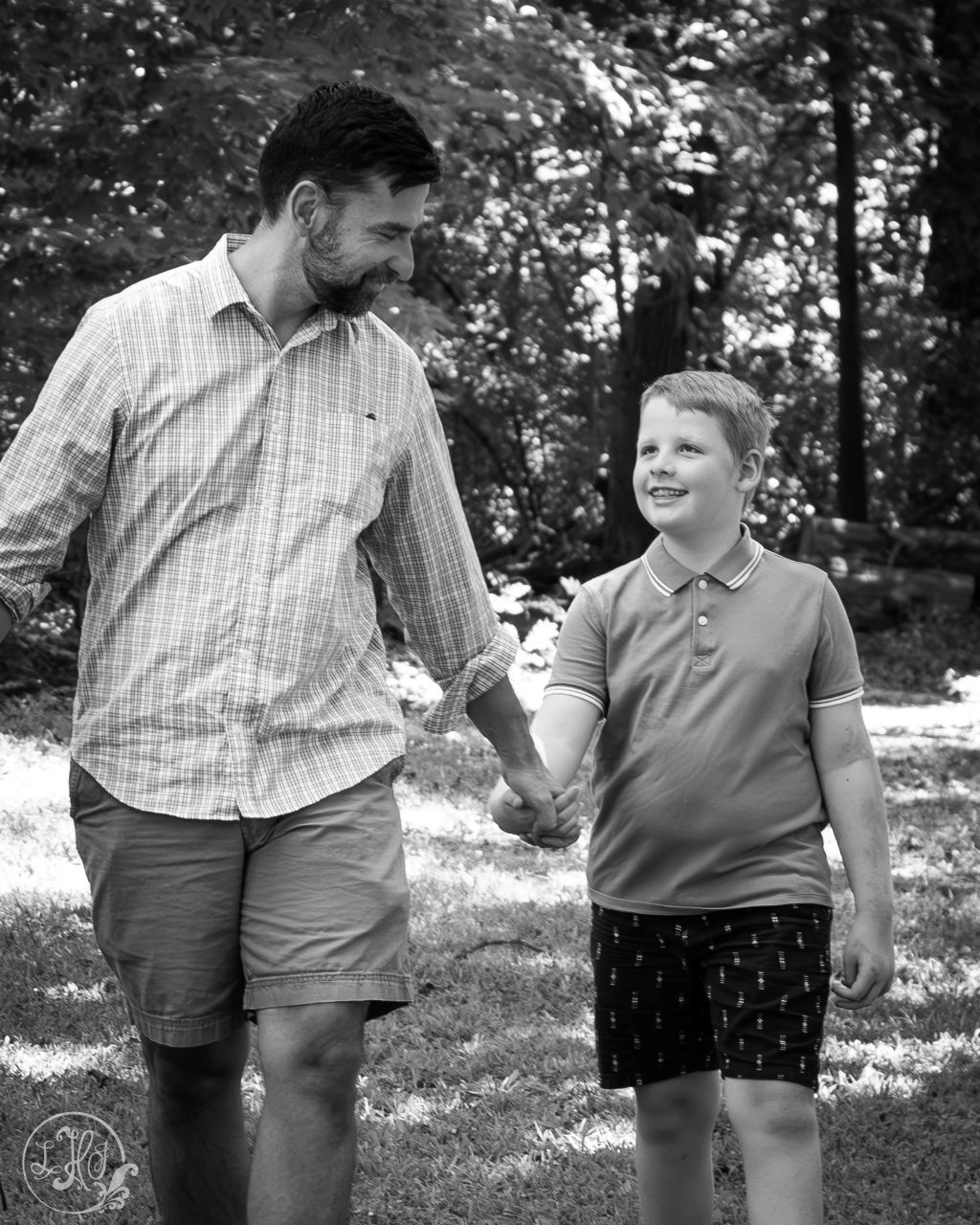 Black and White photo of father and son