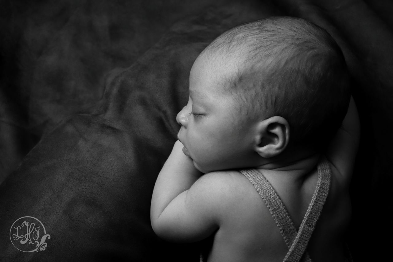 Baby in black and white