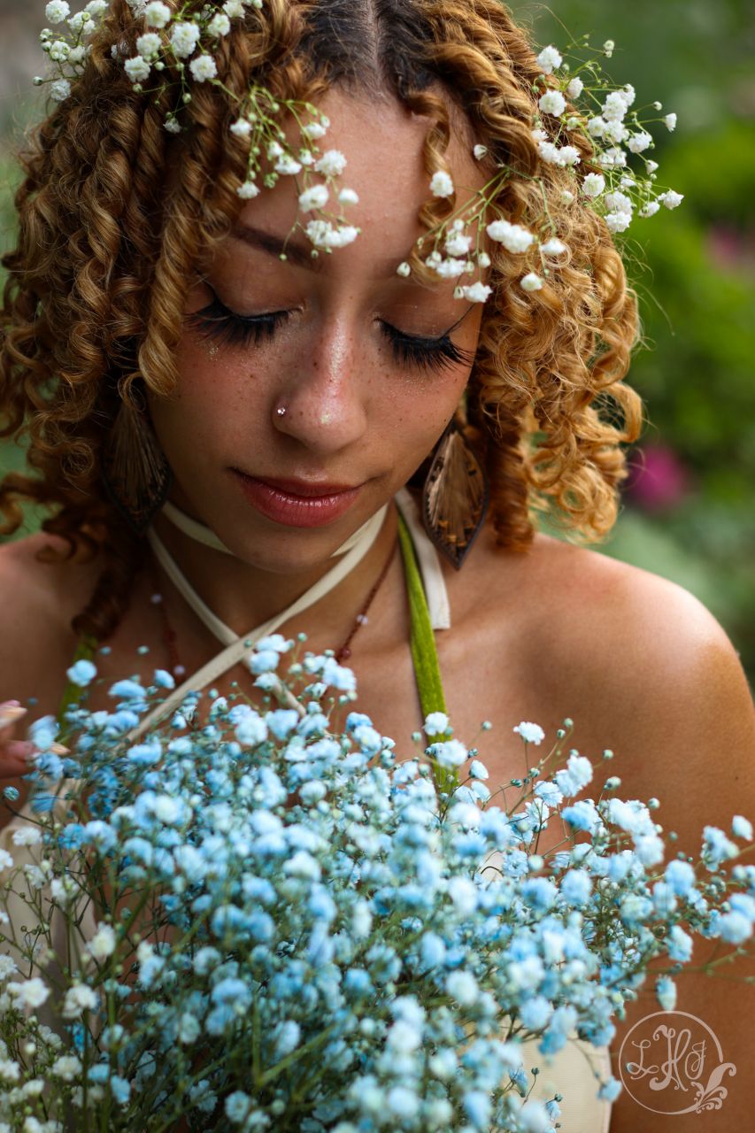Young woman with flowers