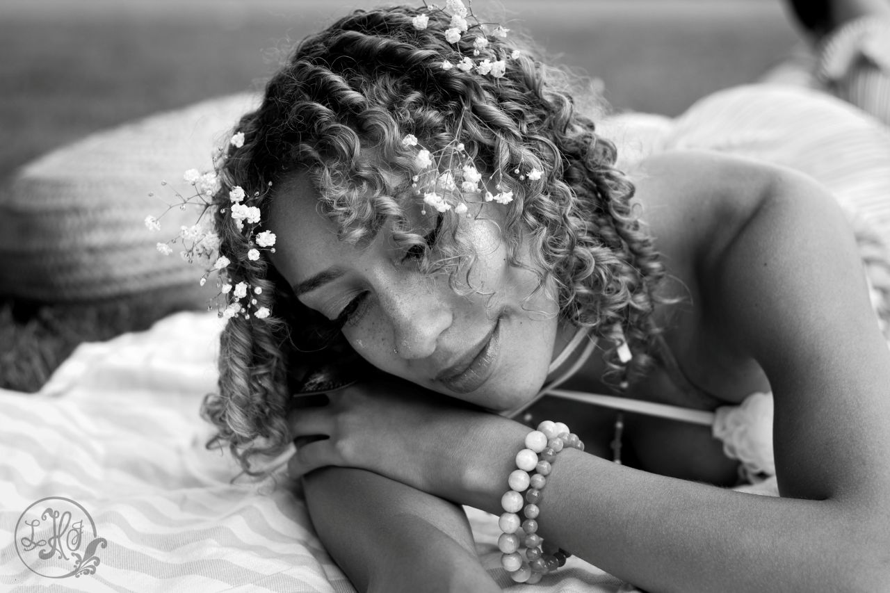 black and white portrait of young woman
